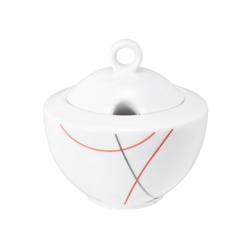 Seltmann Zuckerdose 2 0,28 l, rund, Form: Community, Dekor: 57402 Red Line, hohe Kantenschlagfestigkeit, Made in Germany