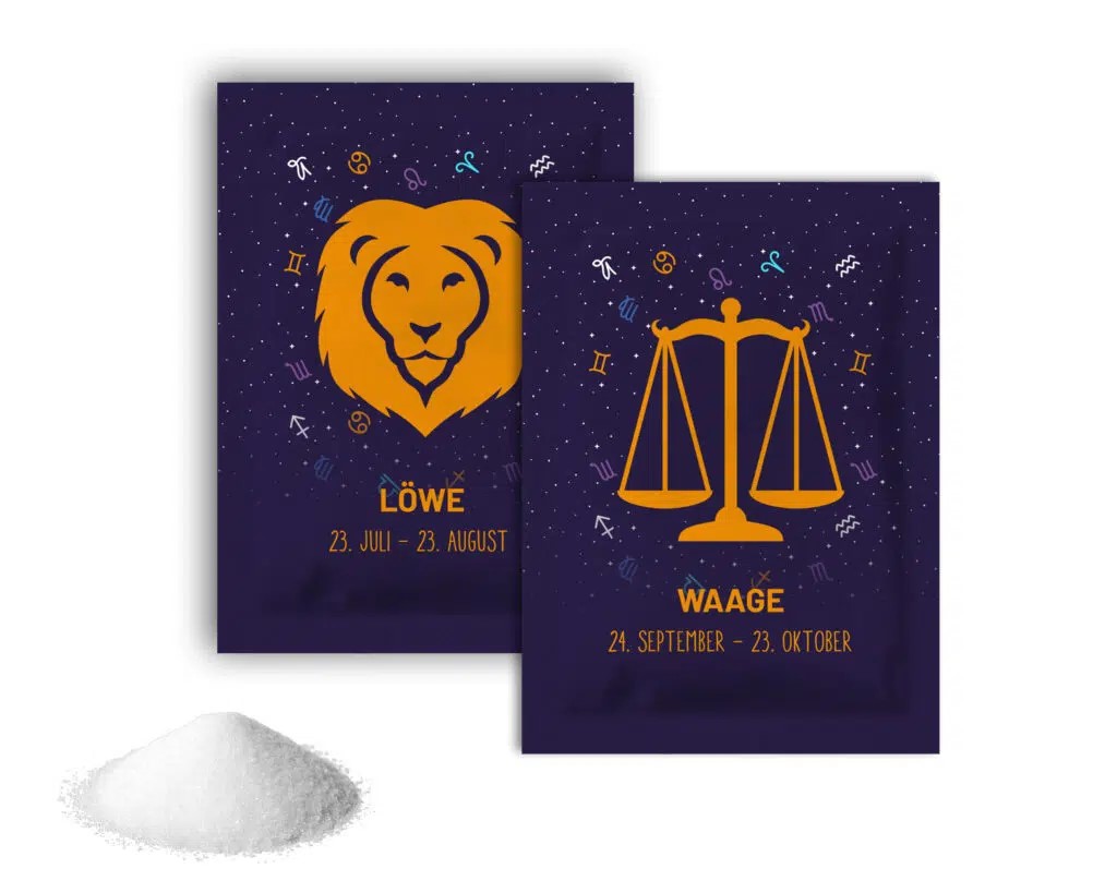 1000 Sachets a 3,6g Zucker-Sachets, mit Sternzeichen Motiven