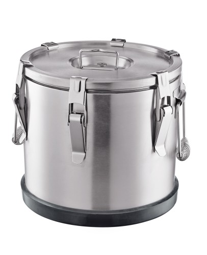 Thermospeisetransportbehälter. Chromnickelstahl. mit 6 Verschlussklammern und