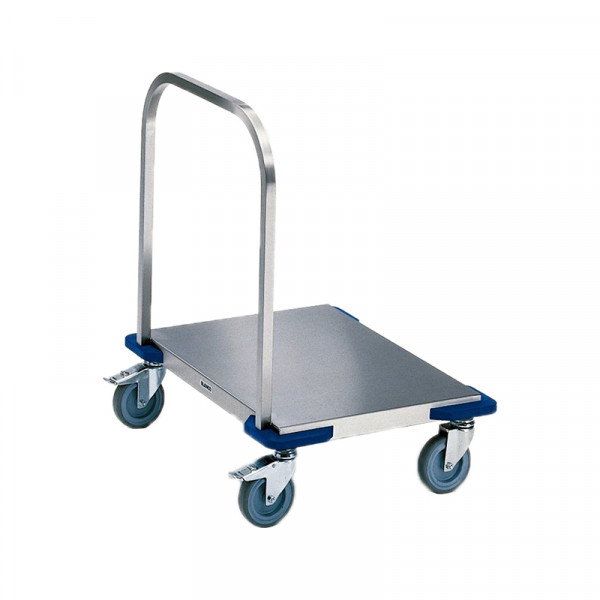 BLANCO Plattformwagen aus rostfreiem Edelstahl mit stahlverzinkten Rollen, 4 Lenkrollen Ø 125 mm, davon 2 mit Feststeller, glatt,