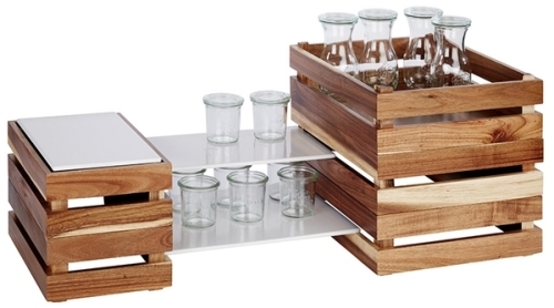 Holzbox -SUPERBOX- 35 x 29 cm, H: 10,5 cm Akazienholz passend zu GN 1/2 nicht spülmaschinengeeignet stapelbar Farbe: Braun