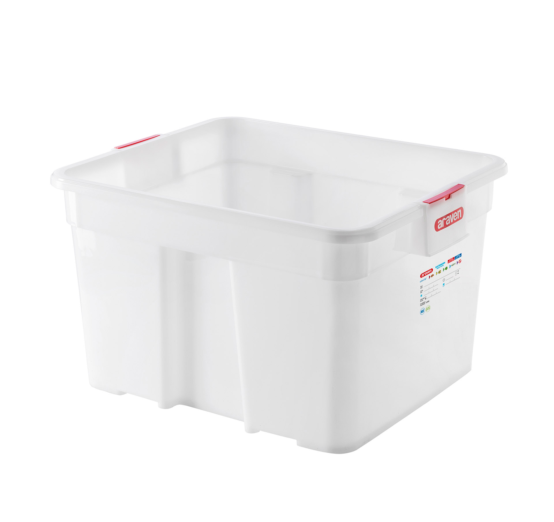 ARAVEN GN 2/1 Lebensmittelbehälter aus HDPE Kunststoff, 380mm Höhe und 90 Liter Fassungsvermögen