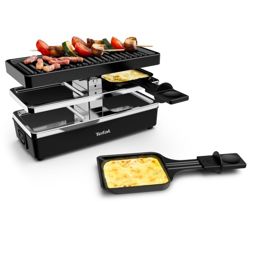 TEFAL PLUG & SHARE Raclette-Grill RE2308 [kompakt; 2 Pfännchen + Grillplatte; Ein-/Ausschalter; erweiterbar auf 5 Geräte/10