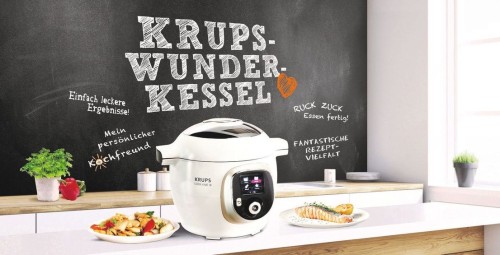 Krups Cook4Me+ Multikocher, 1600 W, elektrischer Schnellkochtopf, 150 vorprogrammierte Rezepte, weiß