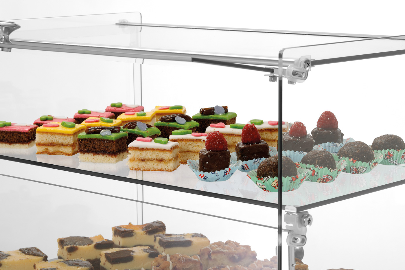 Bartscher Buffetvitrine 5400 2E-K | MaßeTürausschnitt: Unten B 540 x H 150 mm, oben B 540x H 120 mm | Maße: 55 x 37,5 x 37,0 cm.Gewicht: