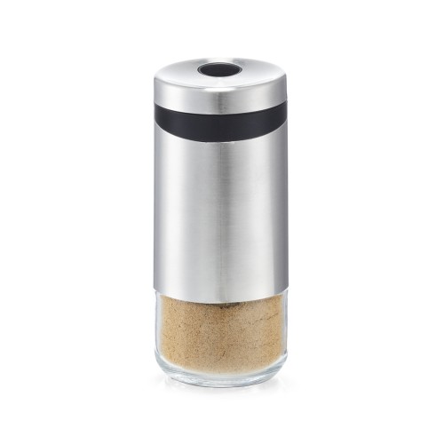 Gewürzstreuer, Glas; Edelstahl gebürstet, Ø5x11,3 cm. Farbe: transparent Salz, Pfeffer oder andere Gewürze stilvoll servieren. Mit dem praktischen