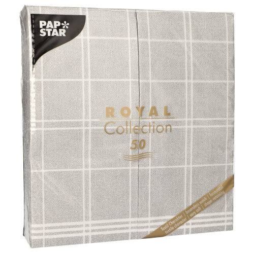 50 Servietten "ROYAL Collection" 1/6-Falz 48 cm x 33 cm grau "Kitchen Craft" von PAPSTAR