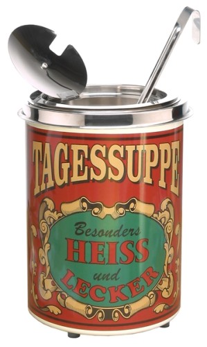 NEUMÄRKER Hot-Pot Suppentopf Tagessuppe 5 Liter, nostalgischer Aufkleber rot Ø 250 x h 350 mm