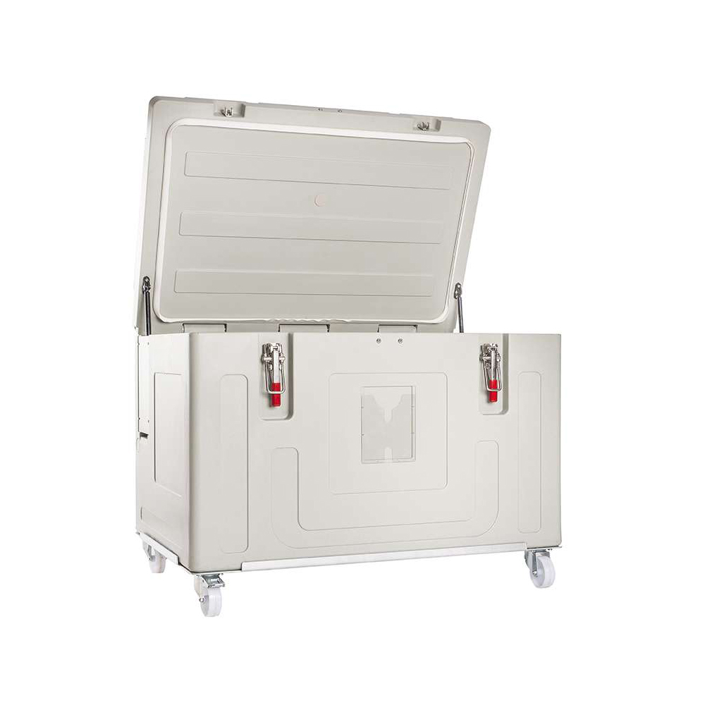 ETHERNASOLID® Trockeneisbehälter 360, mit Rollen, Grau-Blau-Melange