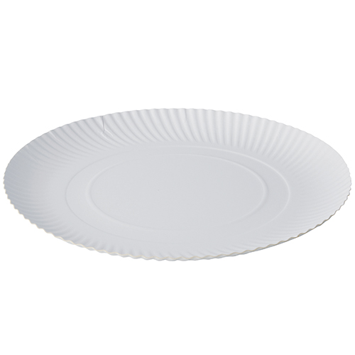 100 Teller, Pappe "pure" rund Ø 34 cm · 3 cm weiss von PAPSTAR