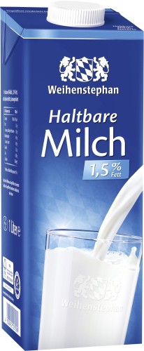 Weihenstephan H-Milch 1,5% 1L ultrahocherhitzt.