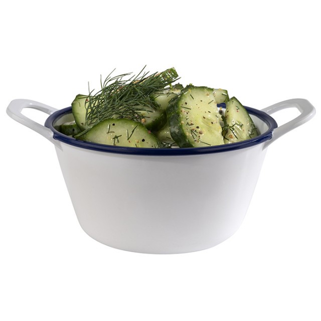 APS Schale -ENAMEL LOOK-, 15 x 11,5 cm, H: 6,5 cm, Melamin, weiß, blauer Rand, 0,3 Liter