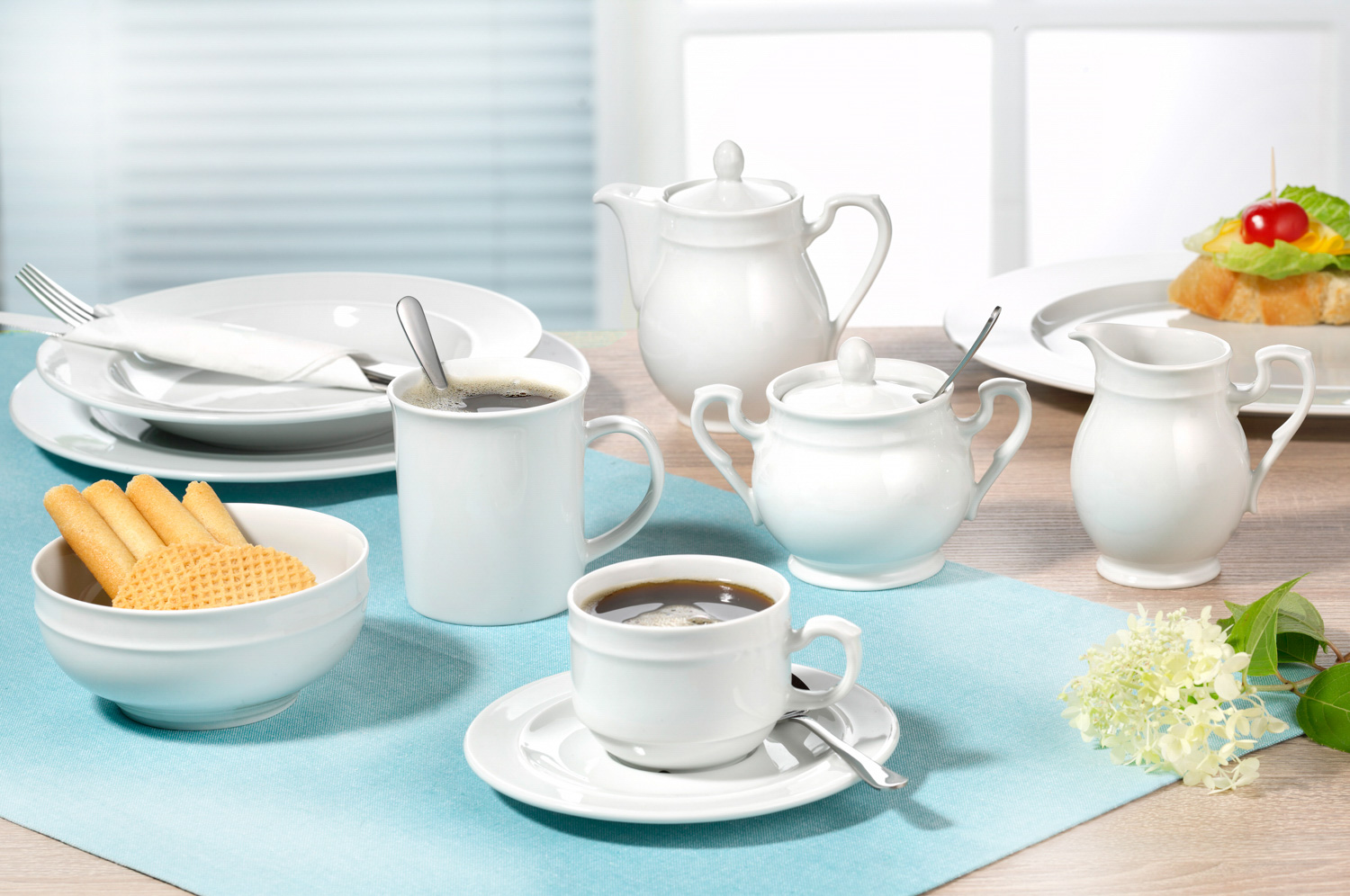 Frühstückstasse, Untere 19 cm Form Alice uni weiß.