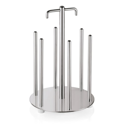 Schüsselspender, für max. 48 Schüsseln à Ø 6 cm. Material: Chromnickelstahl. Durchmesser: 14,5 cm. Maße: Höhe: 235 mm