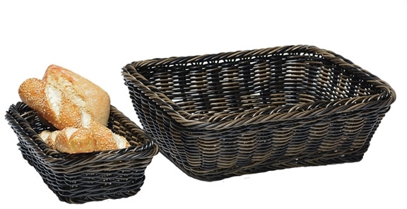 GN 1/2 Korb 32,5 x 26,5 cm, H: 6,5 cm Polypropylen, schwarz / braun mit Edelstahldraht im Rand -PROFI LINE-