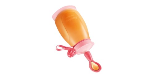 Biegsame Trinkflasche PAPU PAPI 200 ml, mit Löffel, rosa