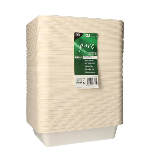 125 Siegelschalen, Zuckerrohr 1300 ml 4,5 cm x 17,5 cm x 22,5 cm weiss von PAPSTAR