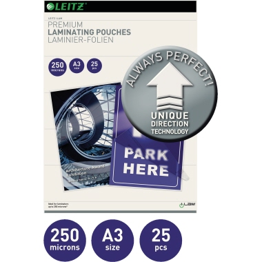 Leitz Laminierfolie iLAM 303 x 426 mm (B x H) DIN A3 250µm glänzend 25 St./Pack.