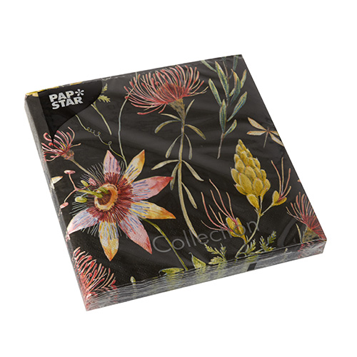 20 Servietten, 3-lagig 1/4-Falz 33 cm x 33 cm "Flowers" von PAPSTAR