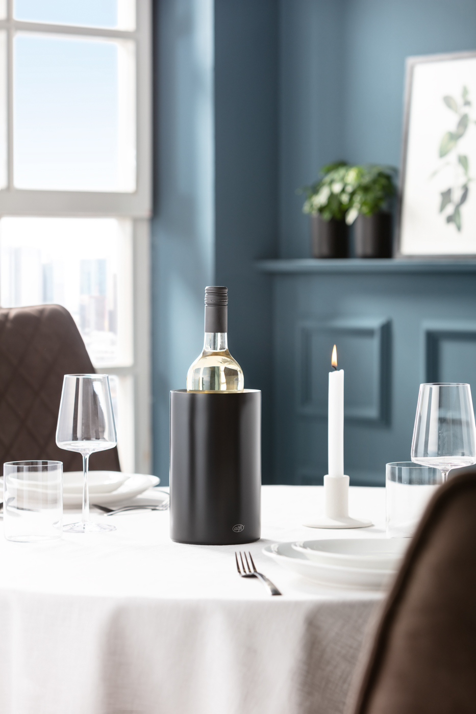 Flaschenkühler VINO aus doppelwandigem Edelstahl; velvet black mat; frei von BPA für gesunden Genuss