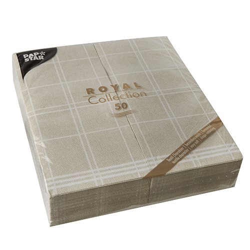 50 Servietten "ROYAL Collection" 1/6-Falz 48 cm x 33 cm sand "Kitchen Craft" von PAPSTAR