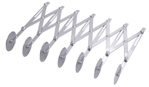 Teigschneider mit 5 glatten Rädchen aus Edelstahl 18/0, hochglänzend, Schnittbreite justierbar von 10 bis 120 mm, schwere Qualität