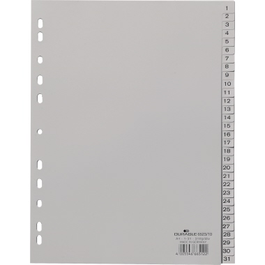 DURABLE Zahlenregister DIN A4 1-31 Polypropylen grau
