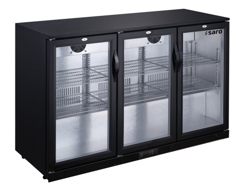 SARO Barkühlschrank mit 3 Türen, Modell BC 330 - Material: (Gehäuse) Stahl einbrennlackiert, schwarz; (Innenraum) Leichtmetall: Aluminium -