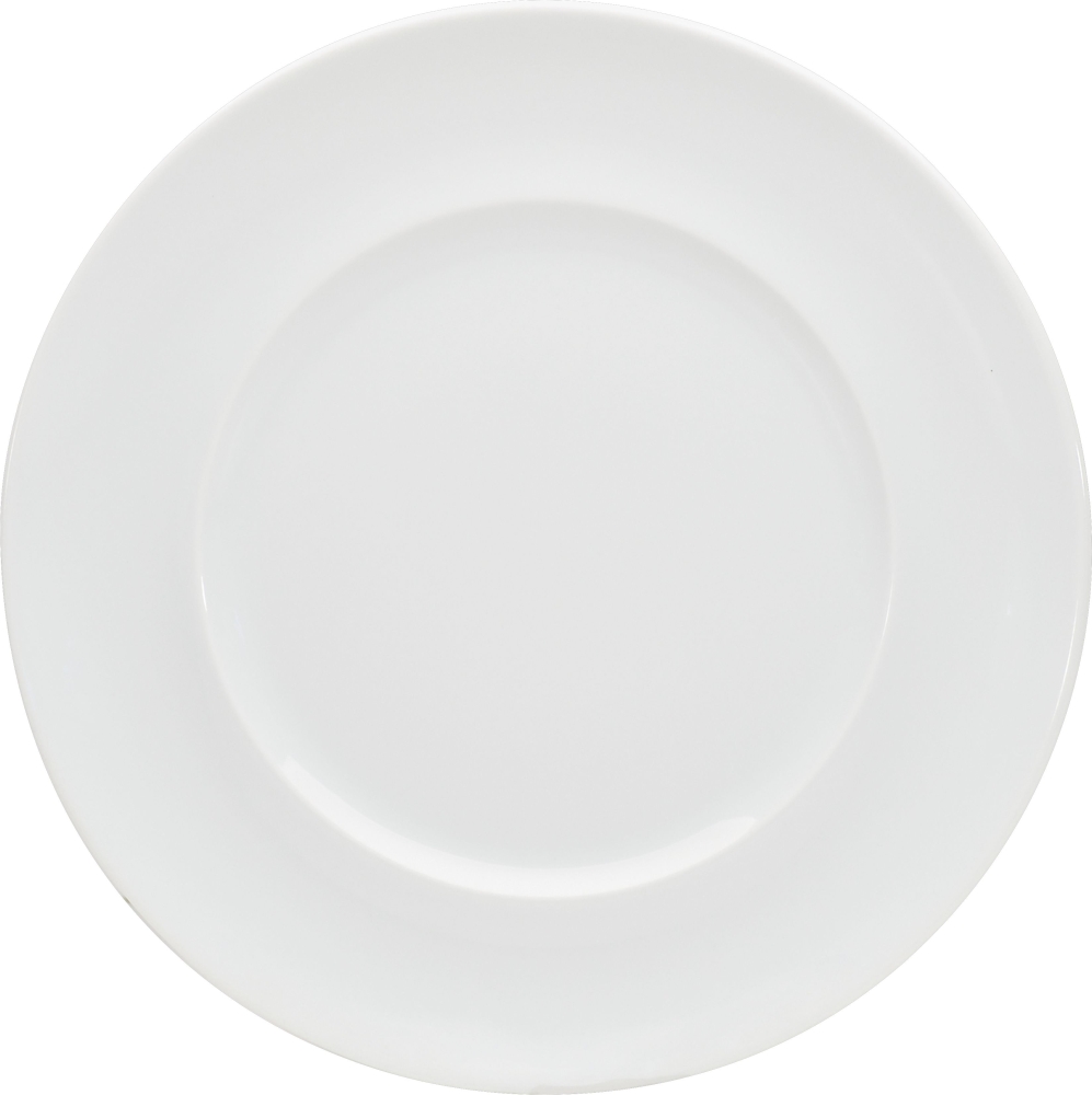 Bauscher Teller flach ENJOY, mit  Fahne, Durchmsser: 280 mm, Höhe: 25 mmm, uni weiss