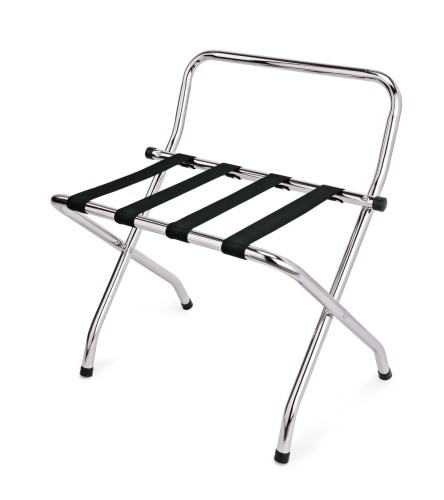 Gepäckablage. verchromt. mit Wandschutz und schwarzem Nylonband, zusammenklappbar. Maße: