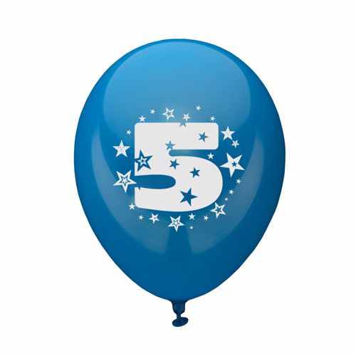 6 Zahlenluftballons Ø 25 cm farbig sortiert "5" von PAPSTAR