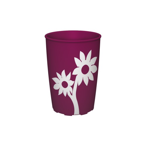 Ornamin Becher 820, 250ml brombeer/weiß Blume