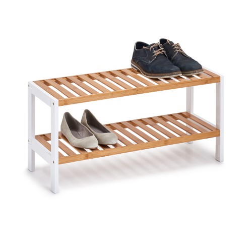 Schuhregal, Bamboo lackiert; MDF, 70x26x33 cm. Farbe: weiß. Bamboo & white - Platzsparende Aufbewahrung Ihrer Schuhe ist mit unserem