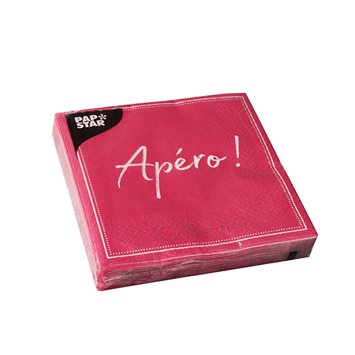 20 Servietten, 3-lagig 1/4-Falz 25 cm x 25 cm fuchsia "Apero" von PAPSTAR