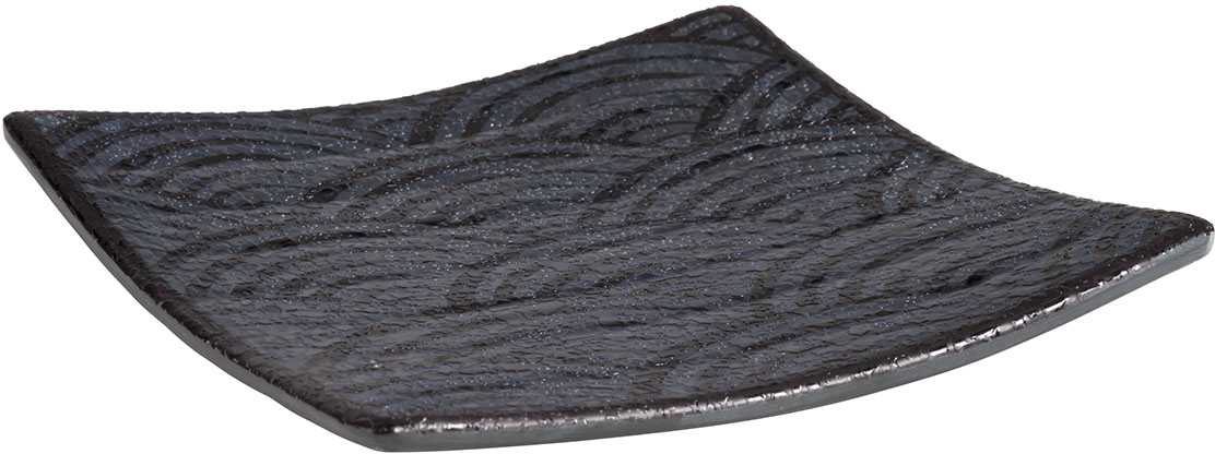 Tablett -DARK WAVE- 14 x 14 cm, H: 2 cm Melamin innen: Dekor außen: schwarz spülmaschinengeeignet stapelbar nicht