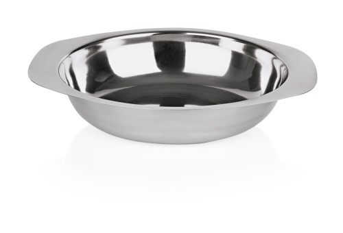 Beilagenschale. Chromnickelstahl. mit zwei Lappengriffen.