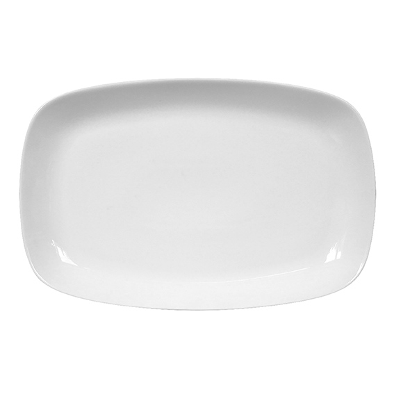 Platte eckig 36 cm - Form: Universalartikel -, weiss - aus Porzellan. Hersteller: Eschenbach., "Made in Germany".