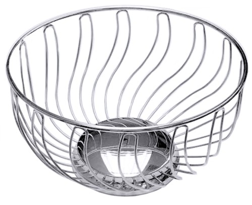 Obstkorb, rund aus Edelstahl 18/10, hochglänzend, hochwertige Ausführung, schwere Qualität Durchmesser: 24,5 cm, Höhe: 13 cm