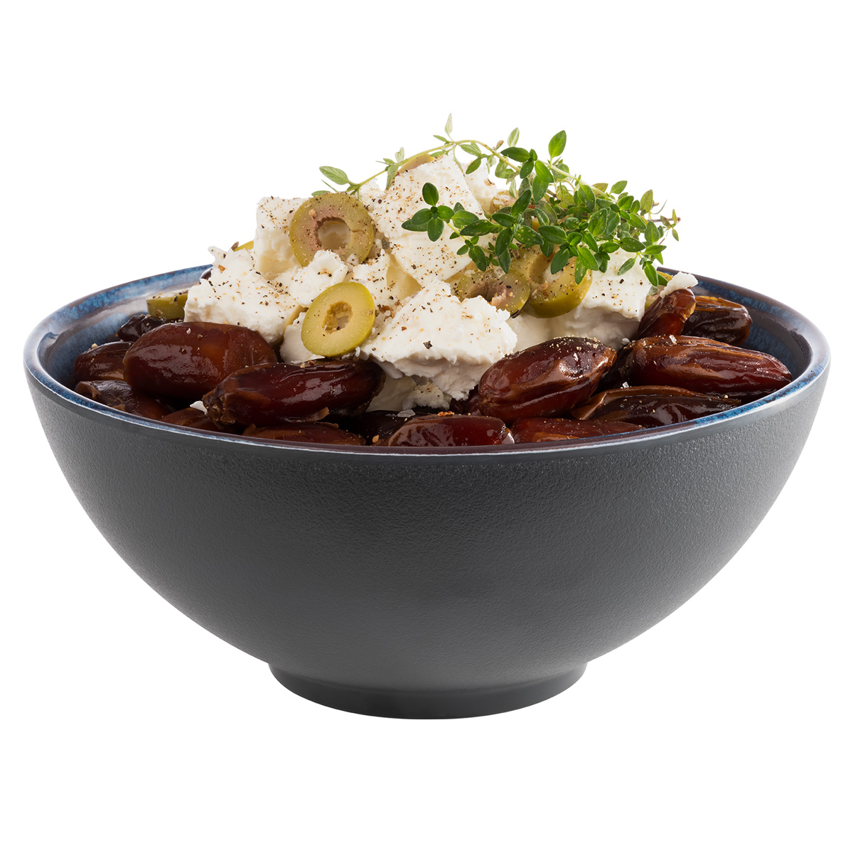 Schale -LOOPS-, Ø 18,5 cm, H: 8 cm, Melamin, innen: Dekor, dunkelblau, außen: dunkelgrau, 1 Liter