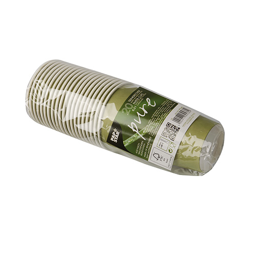 20 Trinkbecher, Pappe 0,3 l Ø 8 cm · 11,7 cm grün "Pure Joy" von PAPSTAR
