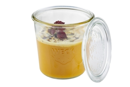 Weck-Glas mit Deckel, 2er Set Ø 11 cm, H: 11 cm Sturzform 580 ml Set bestehend aus: 2 Gläser + 2 Deckel spülmaschinengeeignet