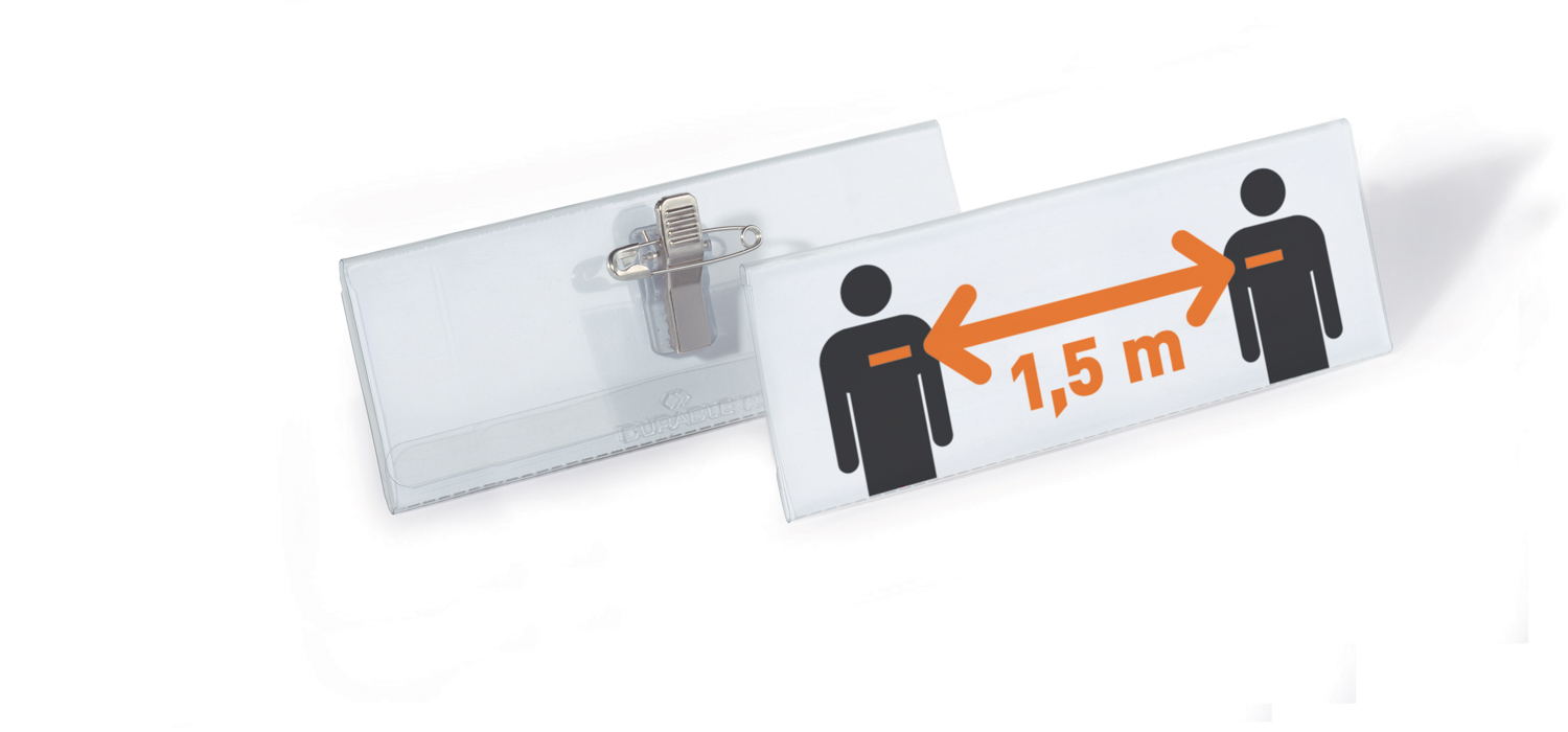 Durable Namensschilder-Set mit Kombiklemme Maße: 46mm x 105mm , transparent