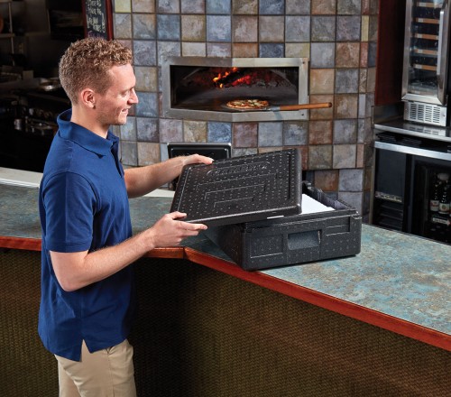 Cam GoBox Toplader Pizza Transportbox EPPZ35100, Höhe 10 cm - 2 Pizzen 33 x 33 X 4 cm von Cambro