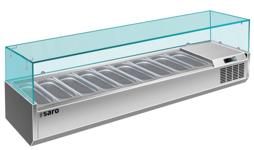 SARO Kühlaufsatz - 1/3 GN, Modell VRX 2000/380 - Material: (Gehäuse) Edelstahl; Glasaufsatz - Ideal in Kombination mit unseren Pizzatischen