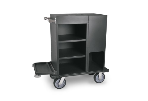 Zimmerservicewagen. pulverbeschichtetes Aluminium. 4 schwenkbare Rollen, davon 2 mit