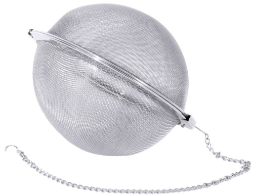 Gewürz-/Teesiebkugel ganz aus Edelstahl 18/10, extra feines Filtergewebe, mit 15 cm langer Kette, stabile Qualität Durchmesser: 5 cm