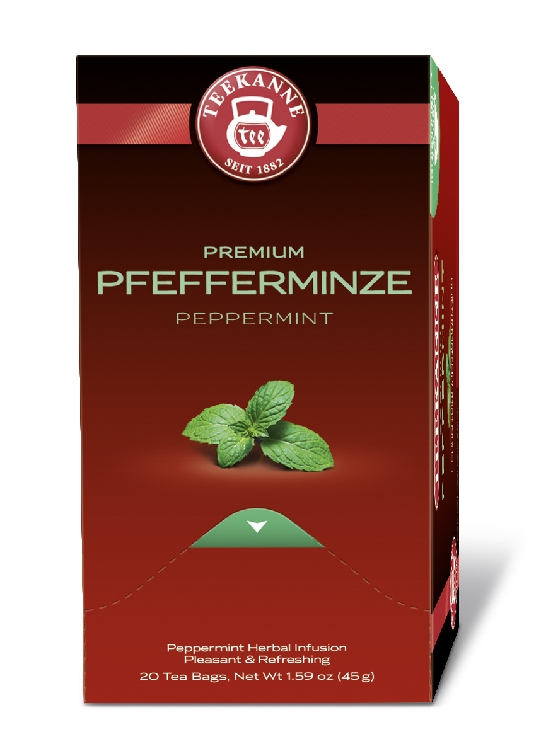 Teekanne Premium PFEFFERMINZ, Inhalt: 20 Beutel à 1,75 Gramm, Kräutertee, frisch und wohltuend.