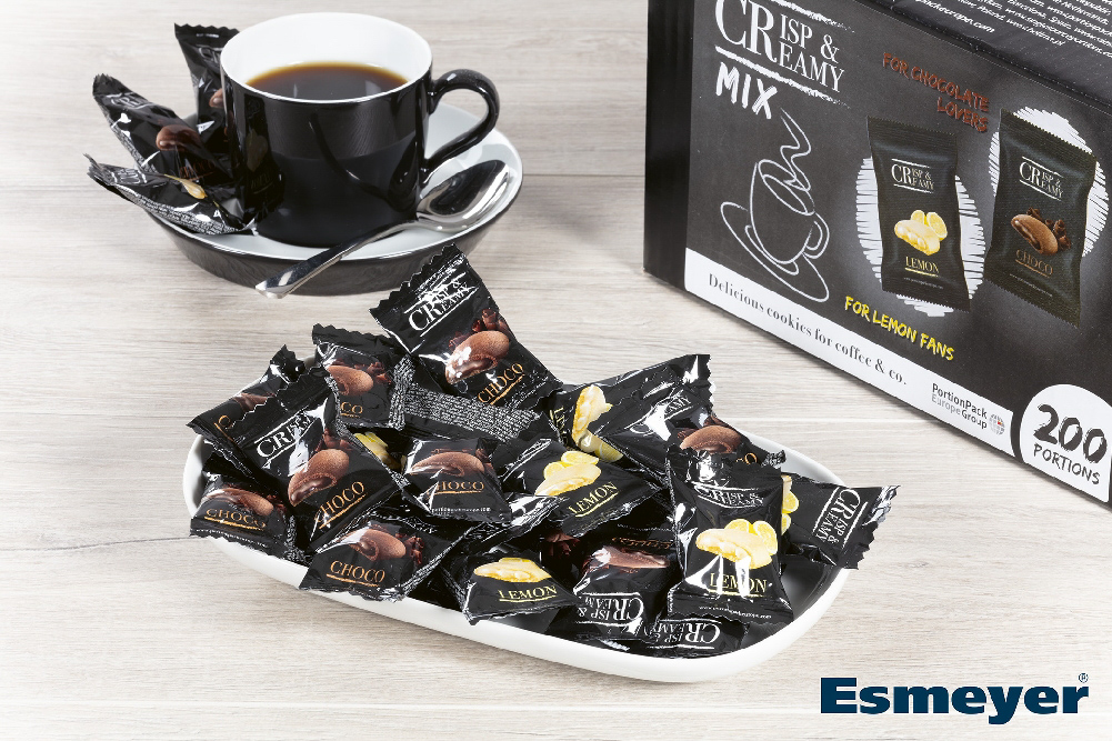 Minikekse Crisp & Creamy, 200 Stück im Mix, Mürbeteig mit Schokoladen- und Zitronencreme. Einzeln hygienisch verpackt.