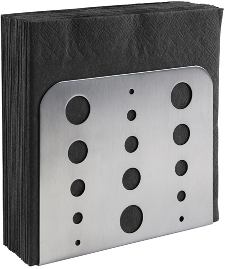 Serviettenhalter 15 x 4,5 cm, H: 12,5 cm 18/0 Edelstahl, matt poliert möbelschonende Unterseite für ca. 30 Servietten