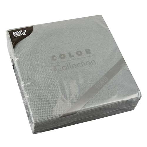 30 Servietten, 2-lagig "PUNTO" 1/4-Falz 38 cm x 38 cm grau mikrogeprägt von PAPSTAR